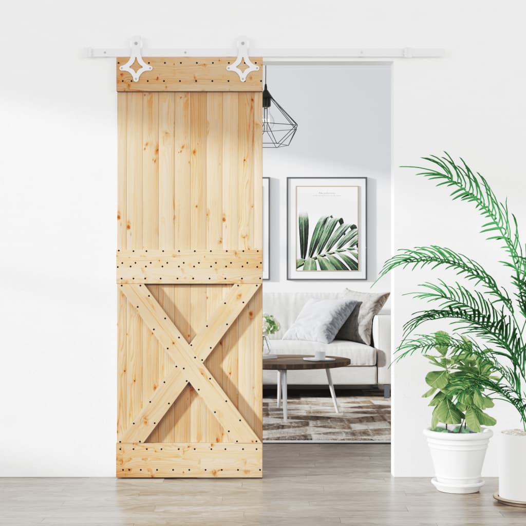 Puerta corredera de Vidaxl con masa 80x210 cm de pino sólido