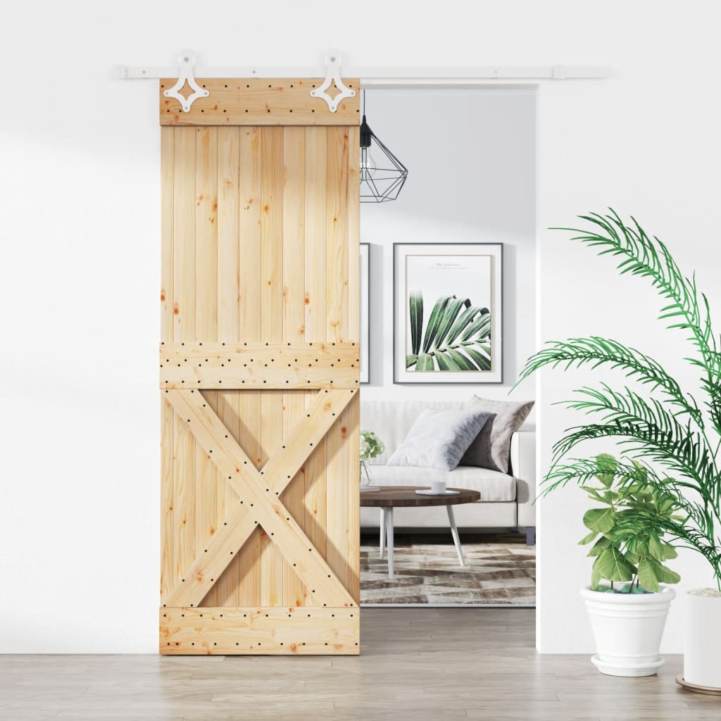 Puerta corredera de Vidaxl con masa de 85x210 cm de pino sólido