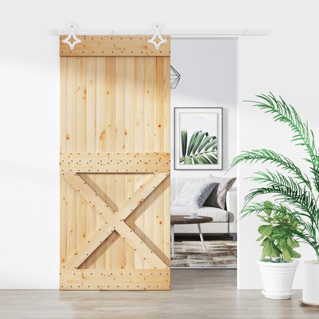 Puerta corredera de Vidaxl con masa de 90x210 cm de pino sólido