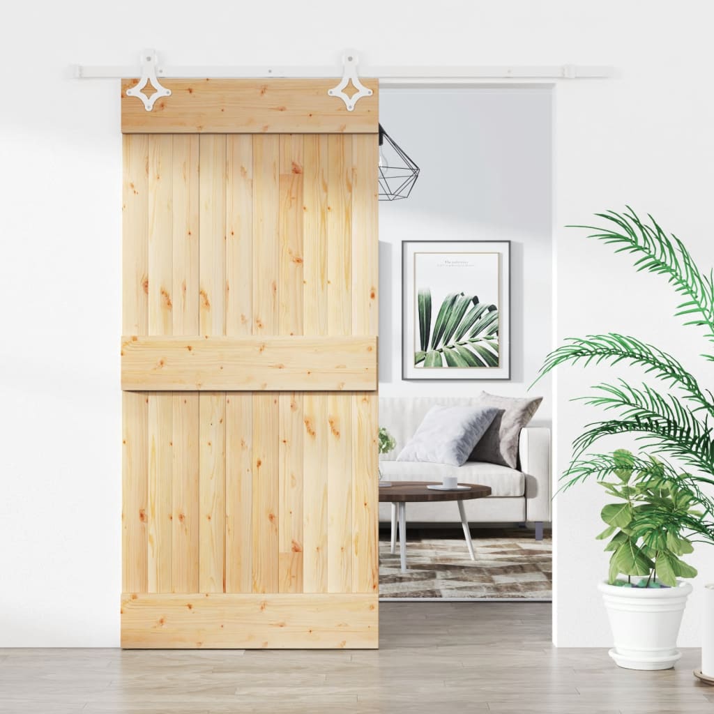 Vidaxl sliding door with batter 95x210 cm solid pine