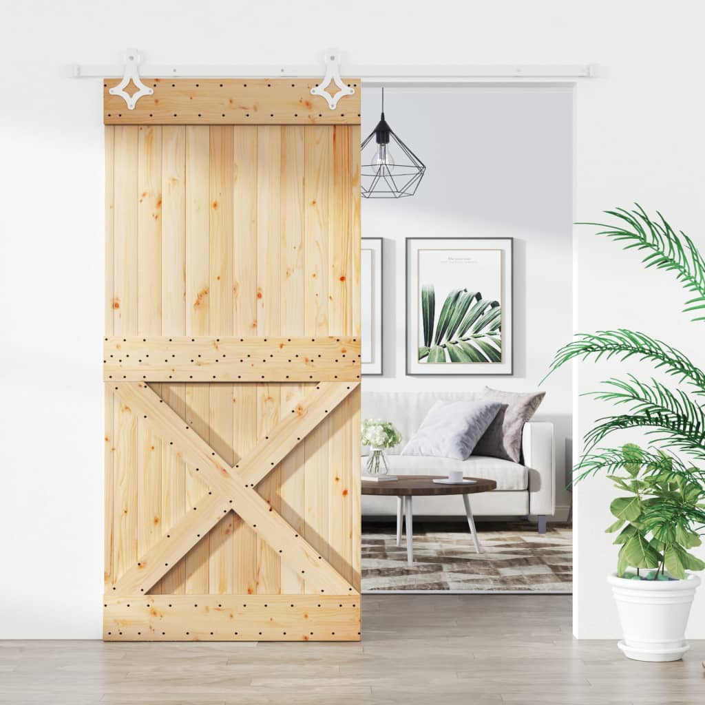 Puerta corredera de Vidaxl con masa de 95x210 cm de pino sólido