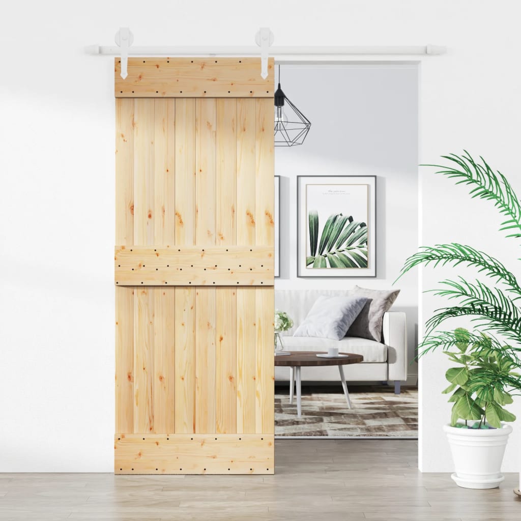 Puerta corredera de Vidaxl con masa 80x210 cm de pino sólido