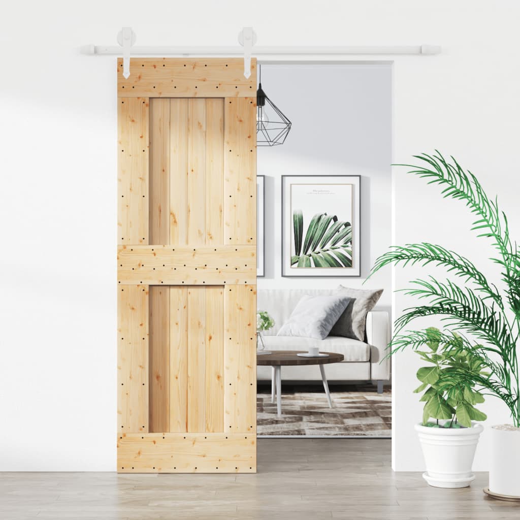 Vidaxl sliding door with batter 70x210 cm solid pine