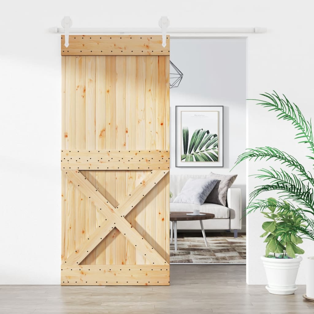 Puerta corredera de Vidaxl con masa de 90x210 cm de pino sólido