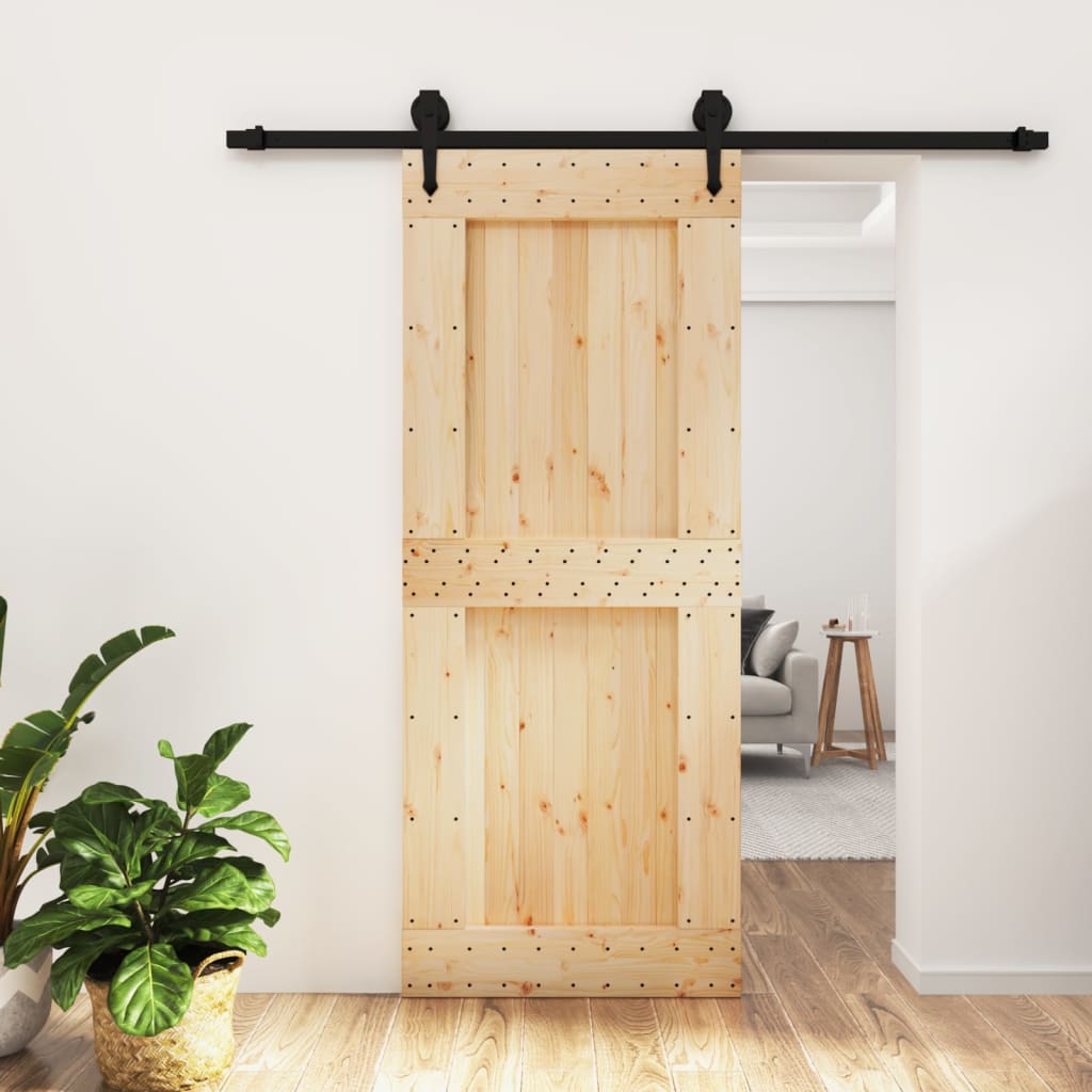 Puerta corredera de Vidaxl con masa de 85x210 cm de pino sólido