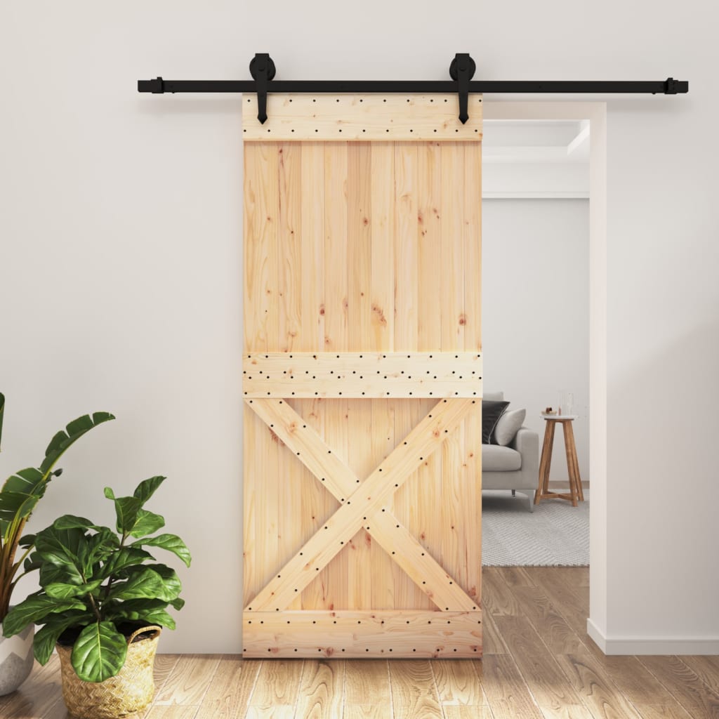 Puerta corredera de Vidaxl con masa de 90x210 cm de pino sólido