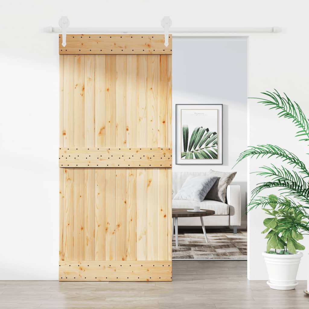 Vidaxl sliding door with batter 95x210 cm solid pine