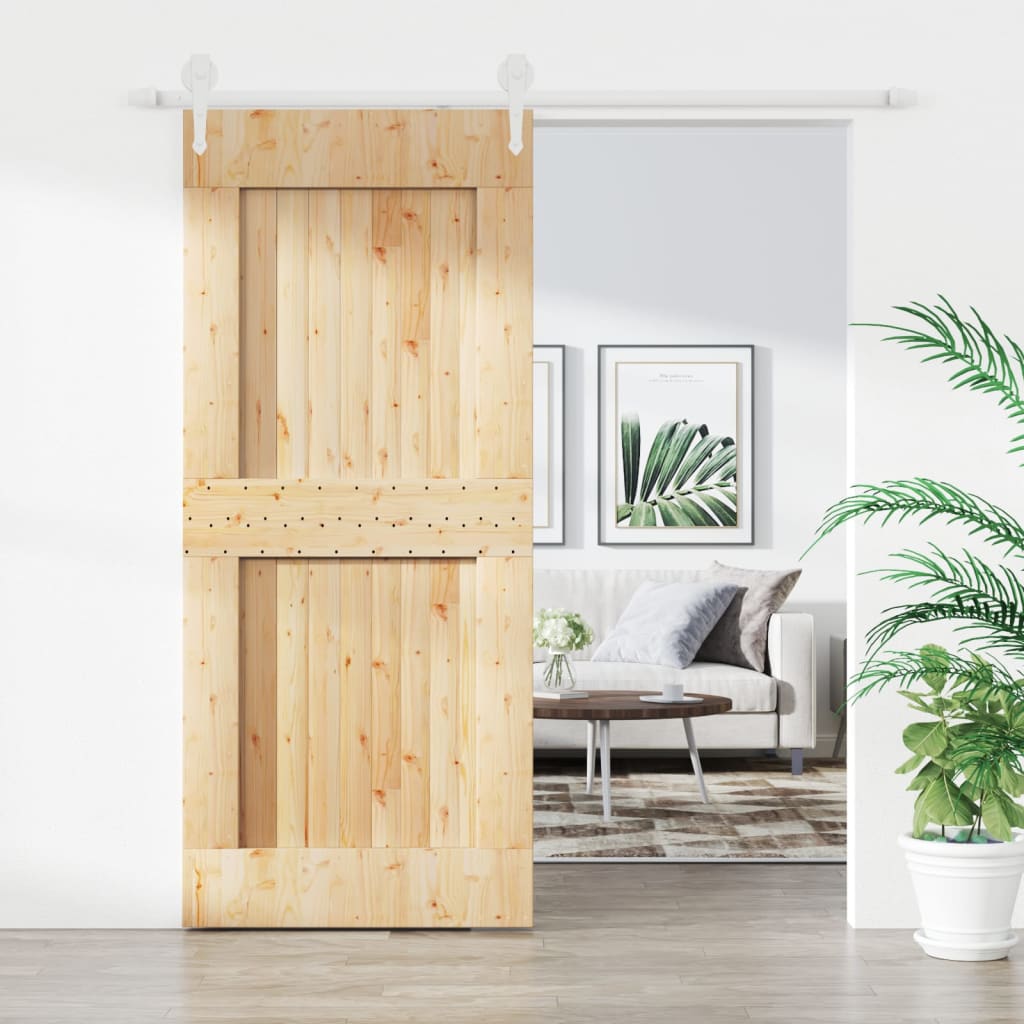 Puerta corredera de Vidaxl con masa de 90x210 cm de pino sólido