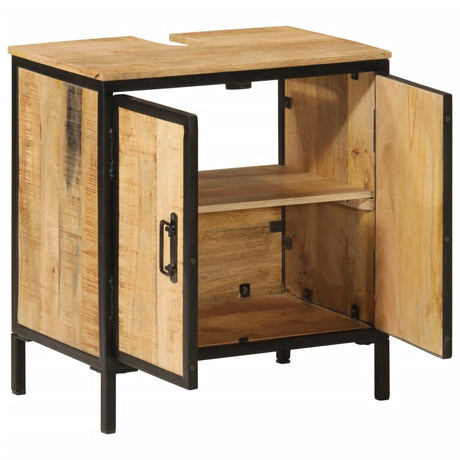 Vidaxl wastafelkast 55x35x60 cm massief mangohout en ijzer