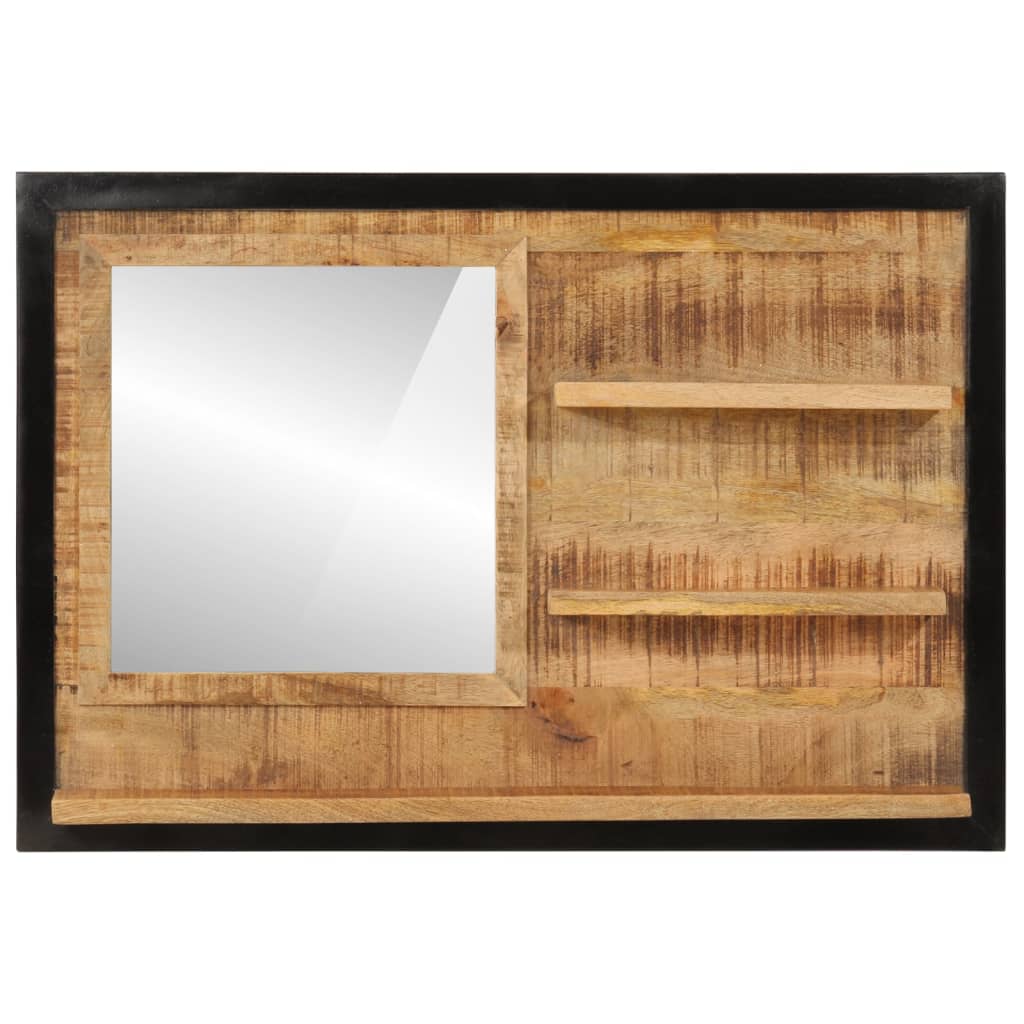 Vidaxl spiegel met schappen 80x8x55 cm glas en massief mangohout