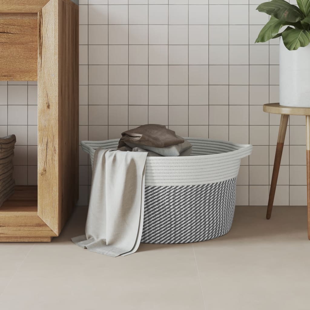 Vidaxl opbergmand ø 40x25 cm katoen grijs en wit