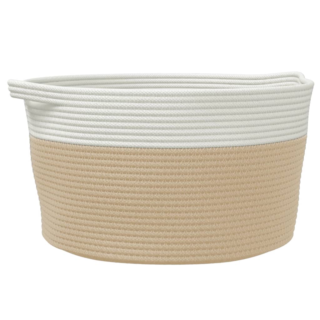 Vidaxl Cesto di stoccaggio Ø 40x25 cm di cotone beige e bianco