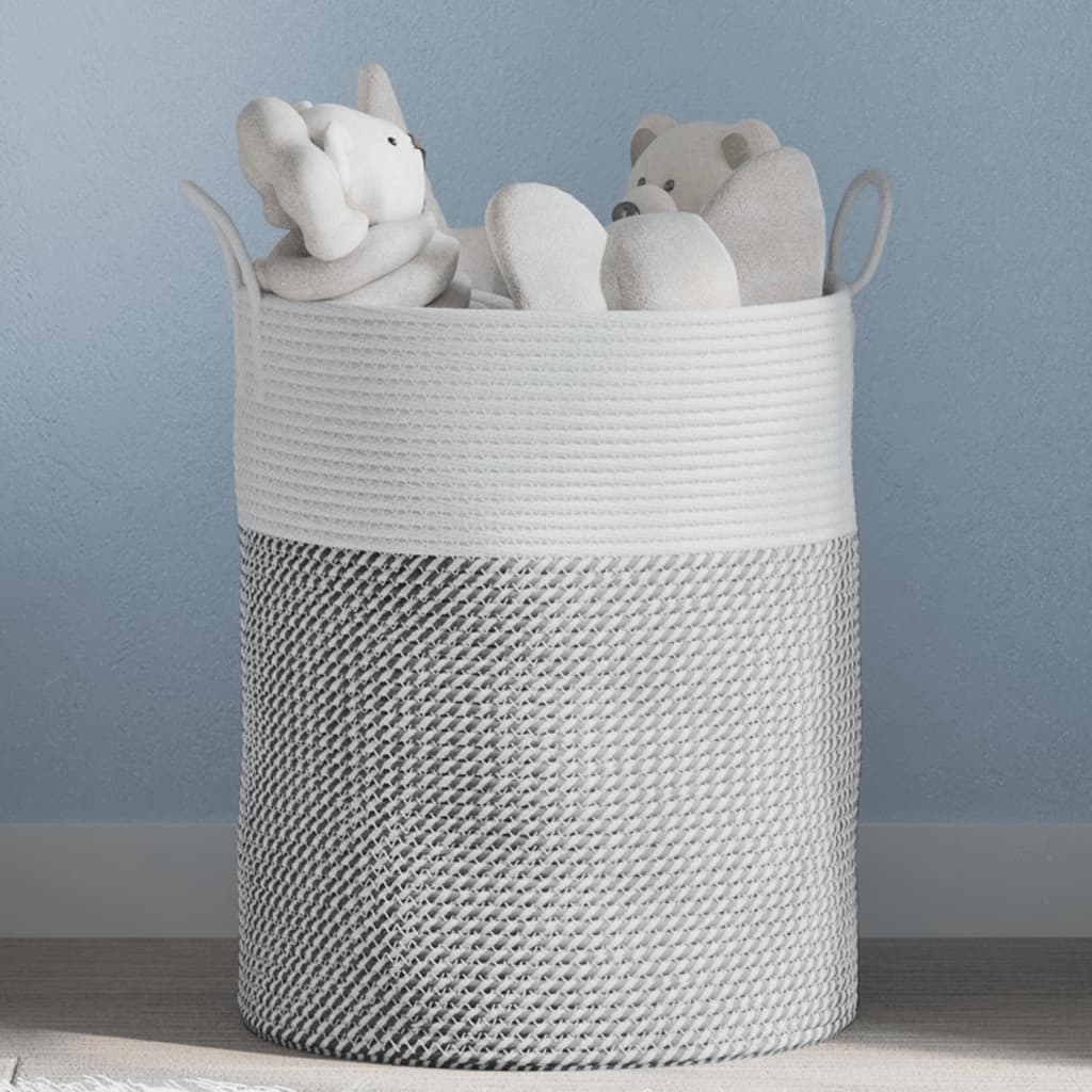 Cesta de almacenamiento de Vidaxl Ø 38x46 cm Algodón gris y blanco