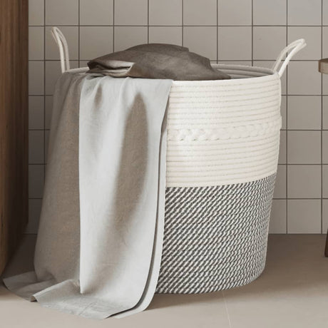 Vidaxl opbergmand ø 43x38 cm katoen grijs en wit