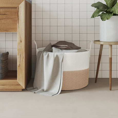Vidaxl opbergmand ø 51x33 cm katoen bruin en wit