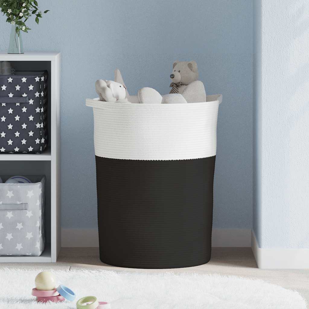 Vidaxl opbergmand ø 49x65 cm katoen zwart en wit