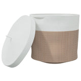 Vidaxl opbergmand met deksel ø 40x35 cm katoen bruin en wit