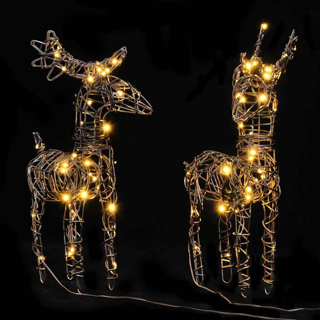 Vidaxl Decoraciones navideñas Reindeer 2 ST 80 LED RATTAN Cálido White