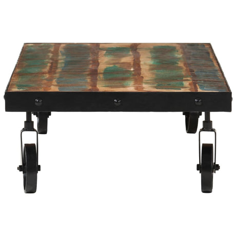 Vidaxl salontafel met wieltjes 100x55x26 cm massief gerecycled hout