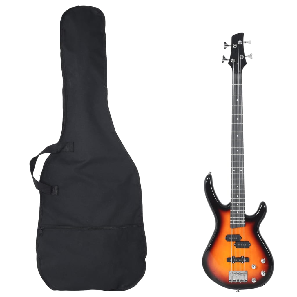 Vidaxl basgitaar voor beginners elektrisch met tas 4 4 46 bruin zwart