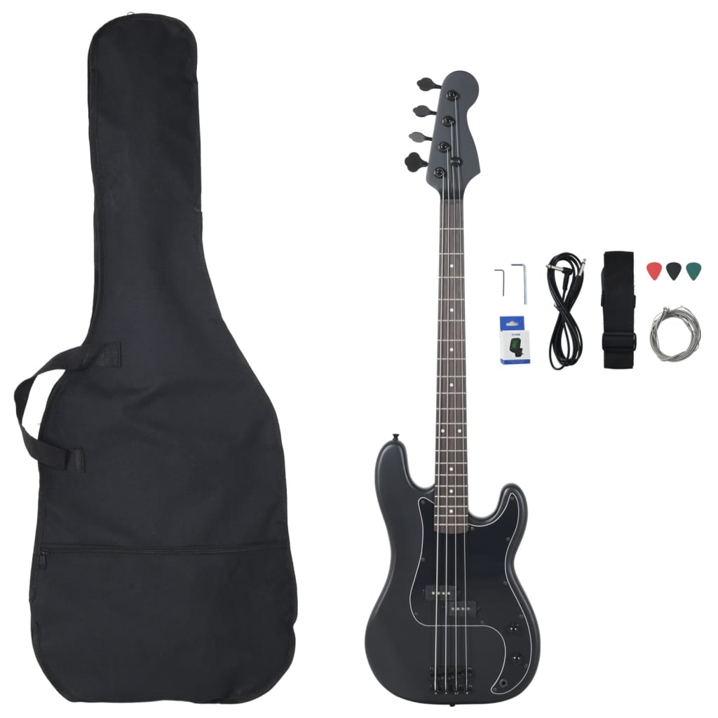 Guitare basse vidaxl pour les débutants électriques avec sac 4 4 46 noir