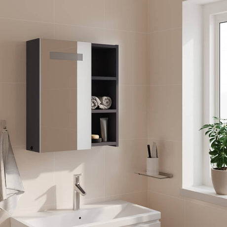 Vidaxl badkamerkast met spiegel en led 45x13x52 cm grijs