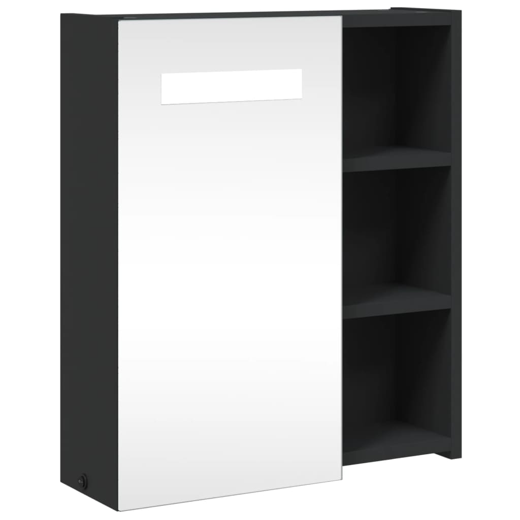 Vidaxl badkamerkast met spiegel en led 45x13x52 cm zwart