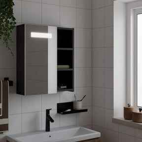 Vidaxl badkamerkast met spiegel en led 45x13x52 cm zwart