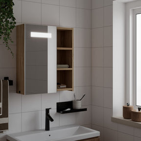 Vidaxl badkamerkast met spiegel en led 45x13x52 cm eikenkleurig