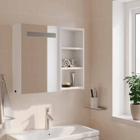Vidaxl badkamerkast met spiegel en led 60x13x52 cm wit
