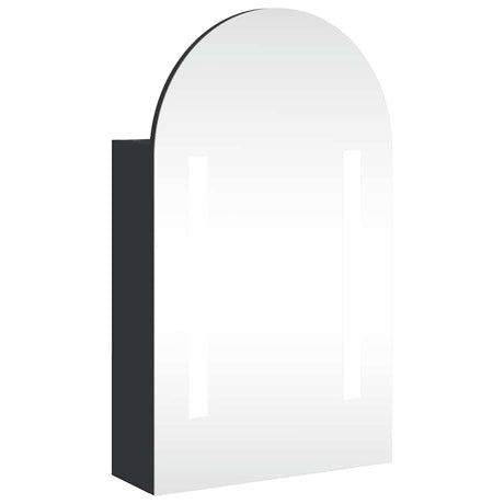 Vidaxl badkamerkast met spiegel en led gebogen 42x13x70 cm zwart