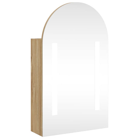 Vidaxl badkamerkast met spiegel en led gebogen 42x13x70 cm eikenkleur