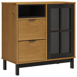 Vidaxl dressoir met glazen deuren flam 80x40x80 cm massief grenenhout