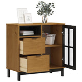 Vidaxl dressoir met glazen deuren flam 80x40x80 cm massief grenenhout