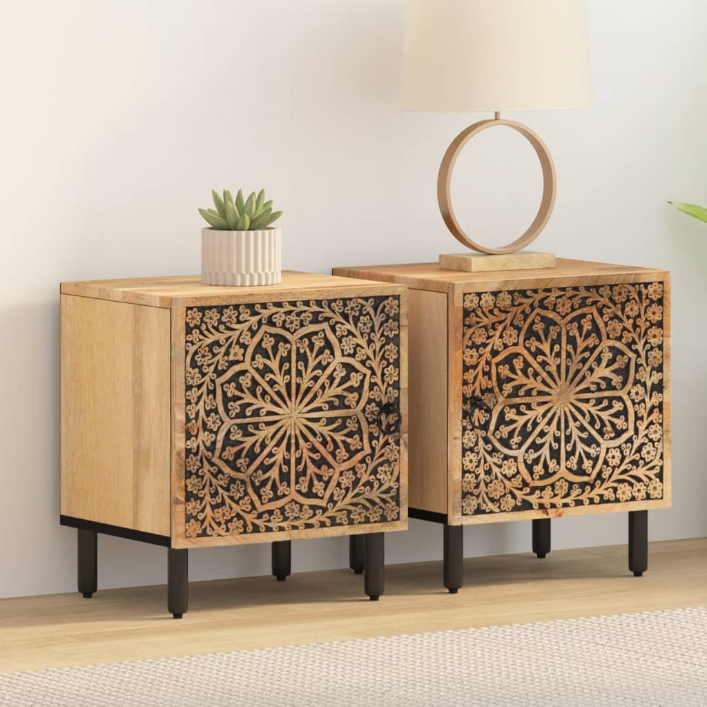 Vidaxl nachtkastjes 2 st 40x33x46 cm massief mangohout