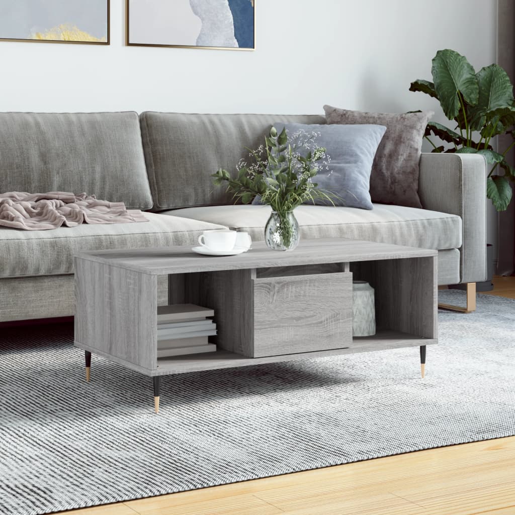 Vidaxl salontafel 90x50x36,5 cm bewerkt hout grijs sonoma