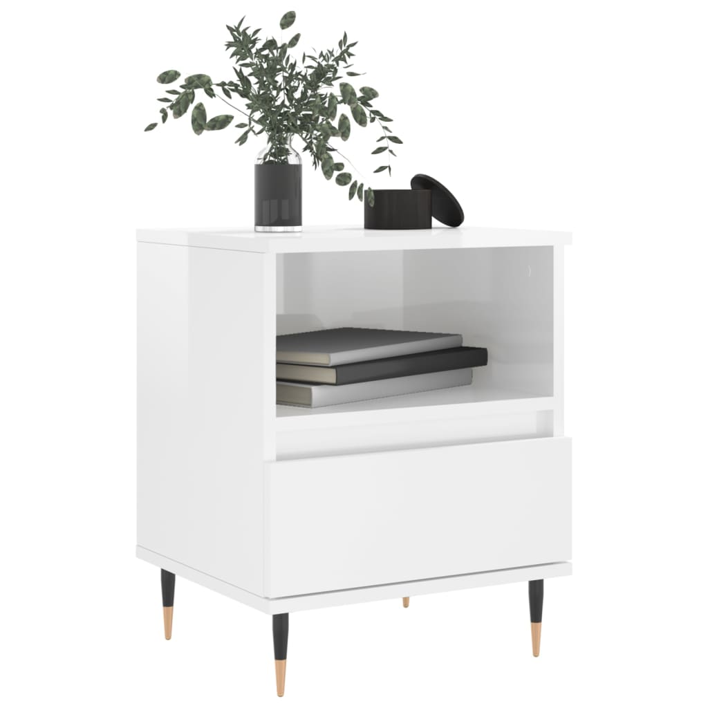 Vidaxl nachtkastjes 2 st 40x35x50 cm bewerkt hout hoogglans wit