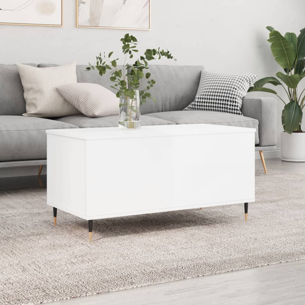 Vidaxl salontafel 90x44,5x45 cm bewerkt hout hoogglans wit