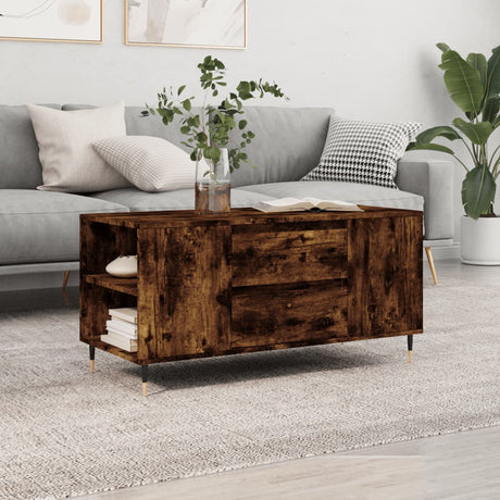 Vidaxl salontafel 102x44,5x50 cm bewerkt hout gerookt eikenkleurig