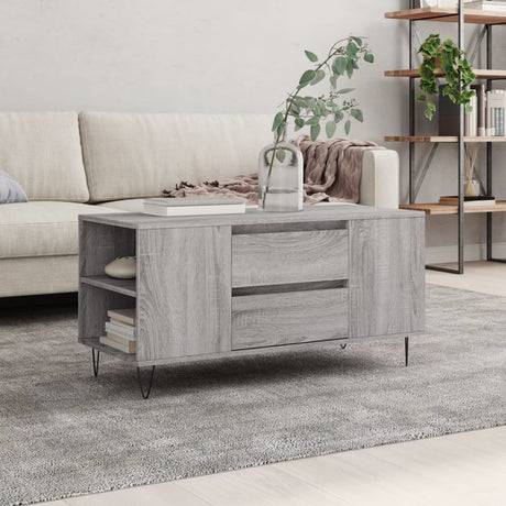 Vidaxl salontafel 102x44,5x50 cm bewerkt hout grijs sonoma eikenkleur