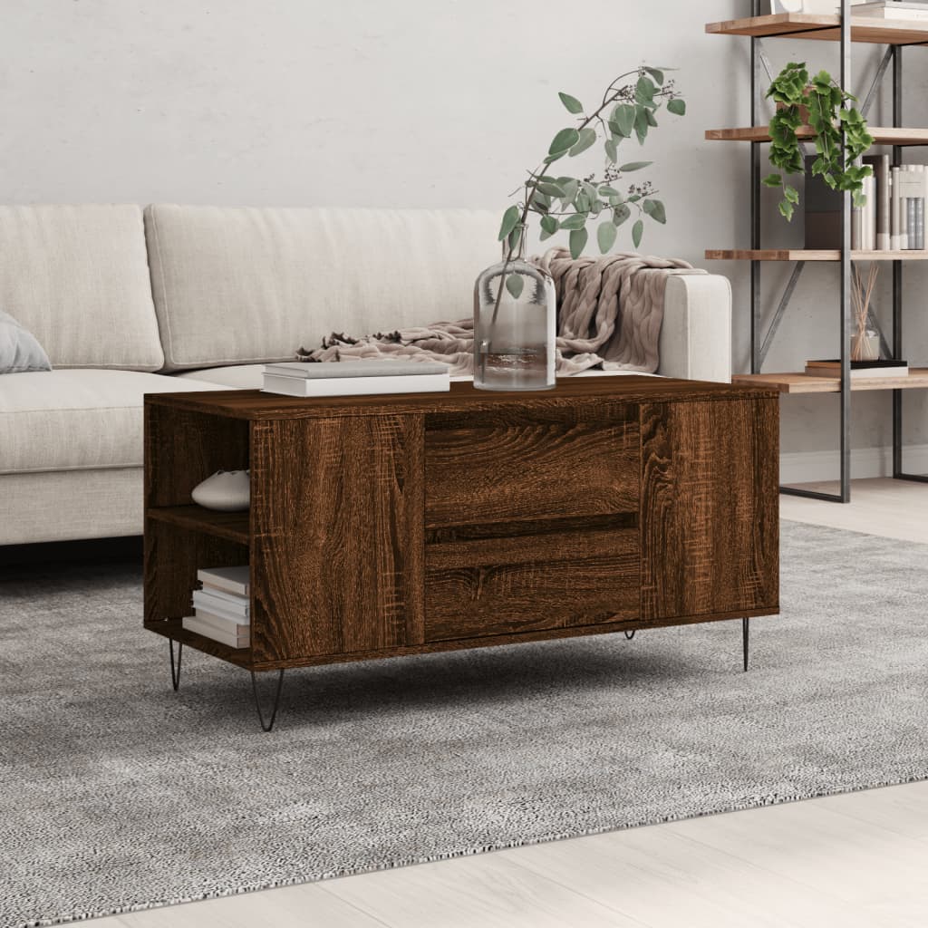 Vidaxl salontafel 102x44,5x50 cm bewerkt hout bruin eikenkleur