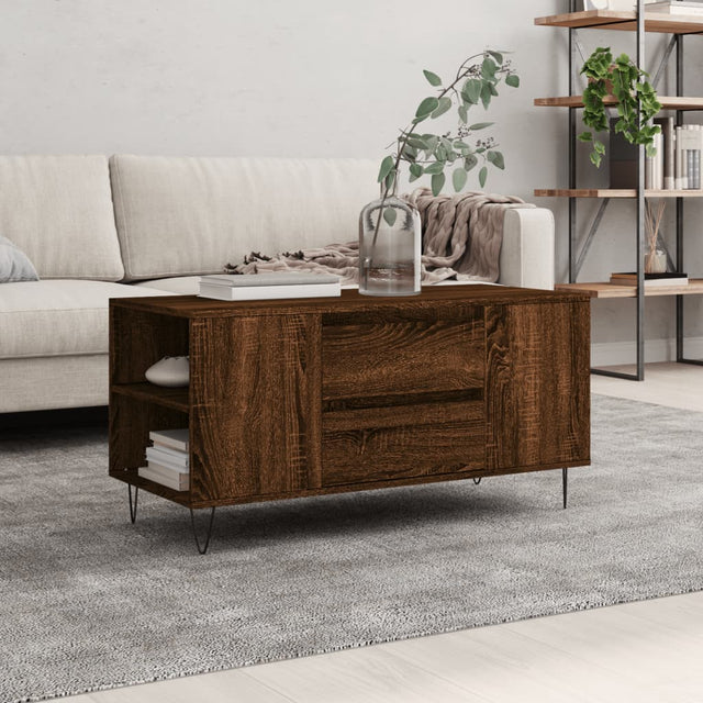 Vidaxl salontafel 102x44,5x50 cm bewerkt hout bruin eikenkleur