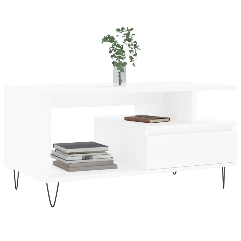 Vidaxl salontafel 90x49x45 cm bewerkt hout wit