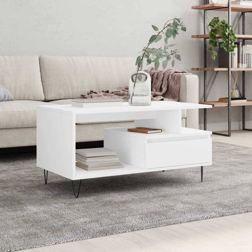 Vidaxl salontafel 90x49x45 cm bewerkt hout wit