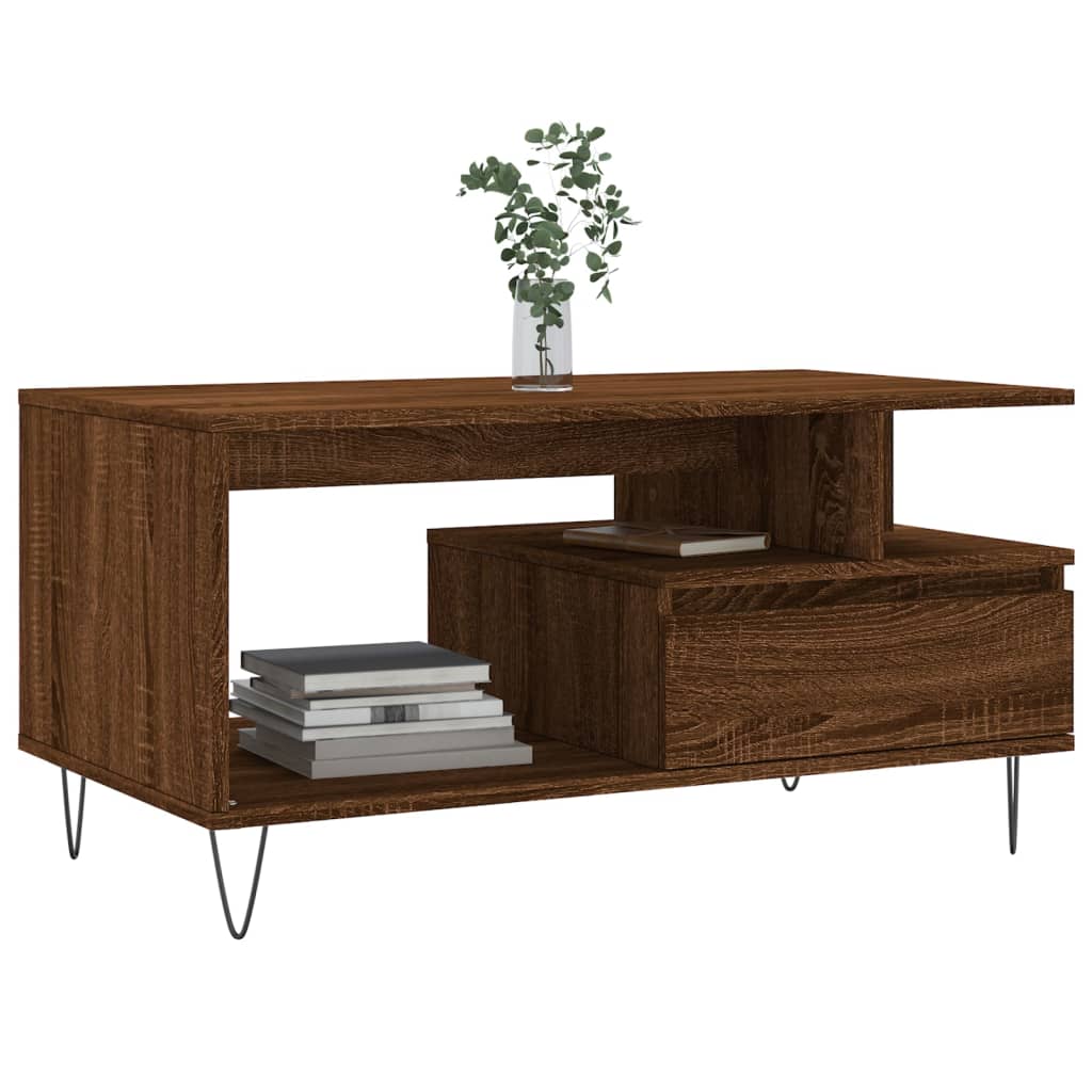Vidaxl salontafel 90x49x45 cm bewerkt hout bruineiken