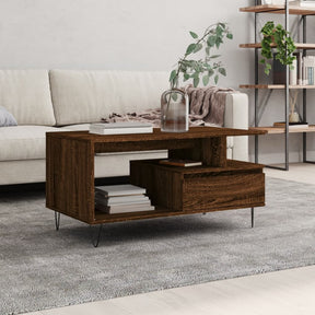 Vidaxl salontafel 90x49x45 cm bewerkt hout bruineiken