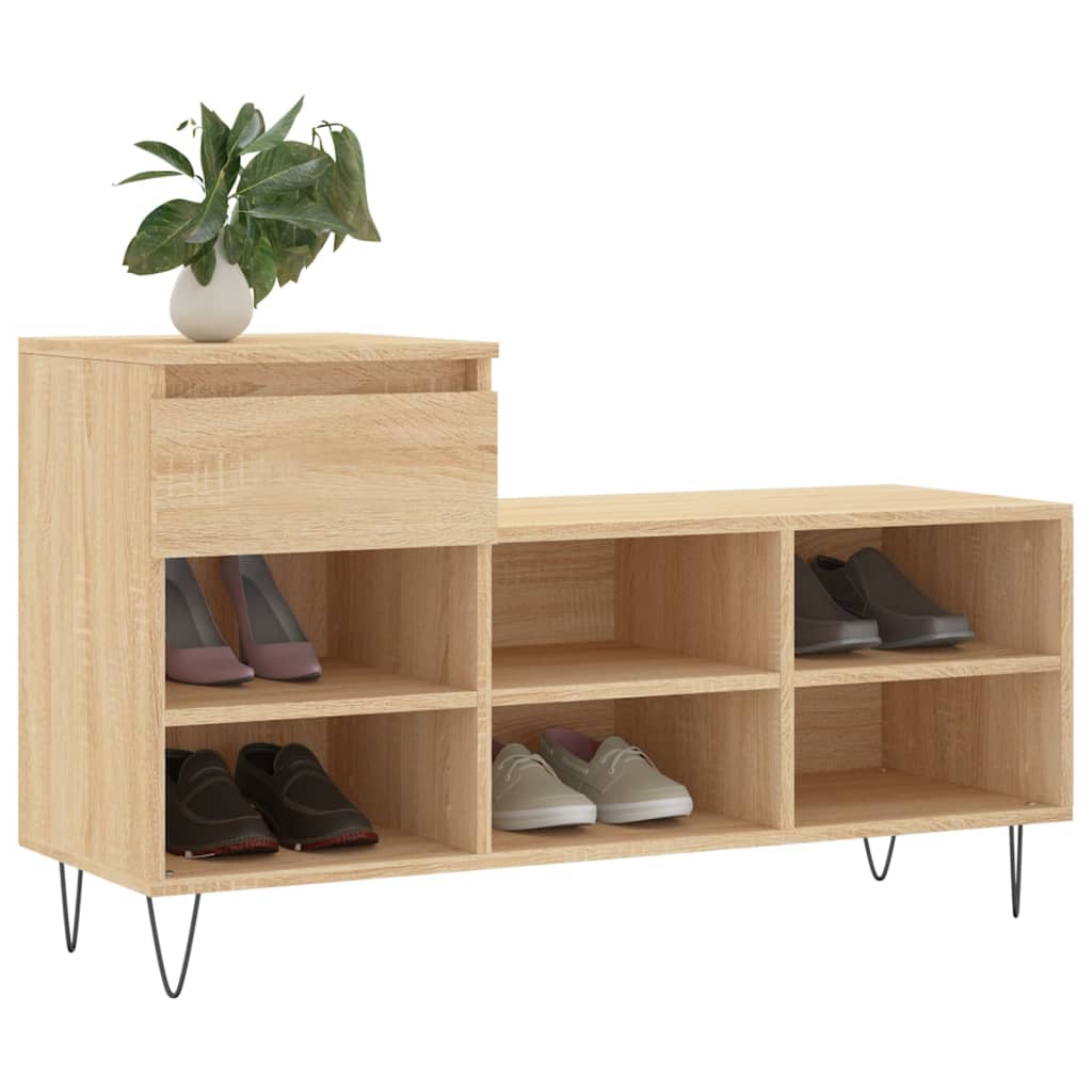 Vidaxl Schong Cabinet 102x36x60 cm Propertéiert Holz Sonoma Oakfaarf