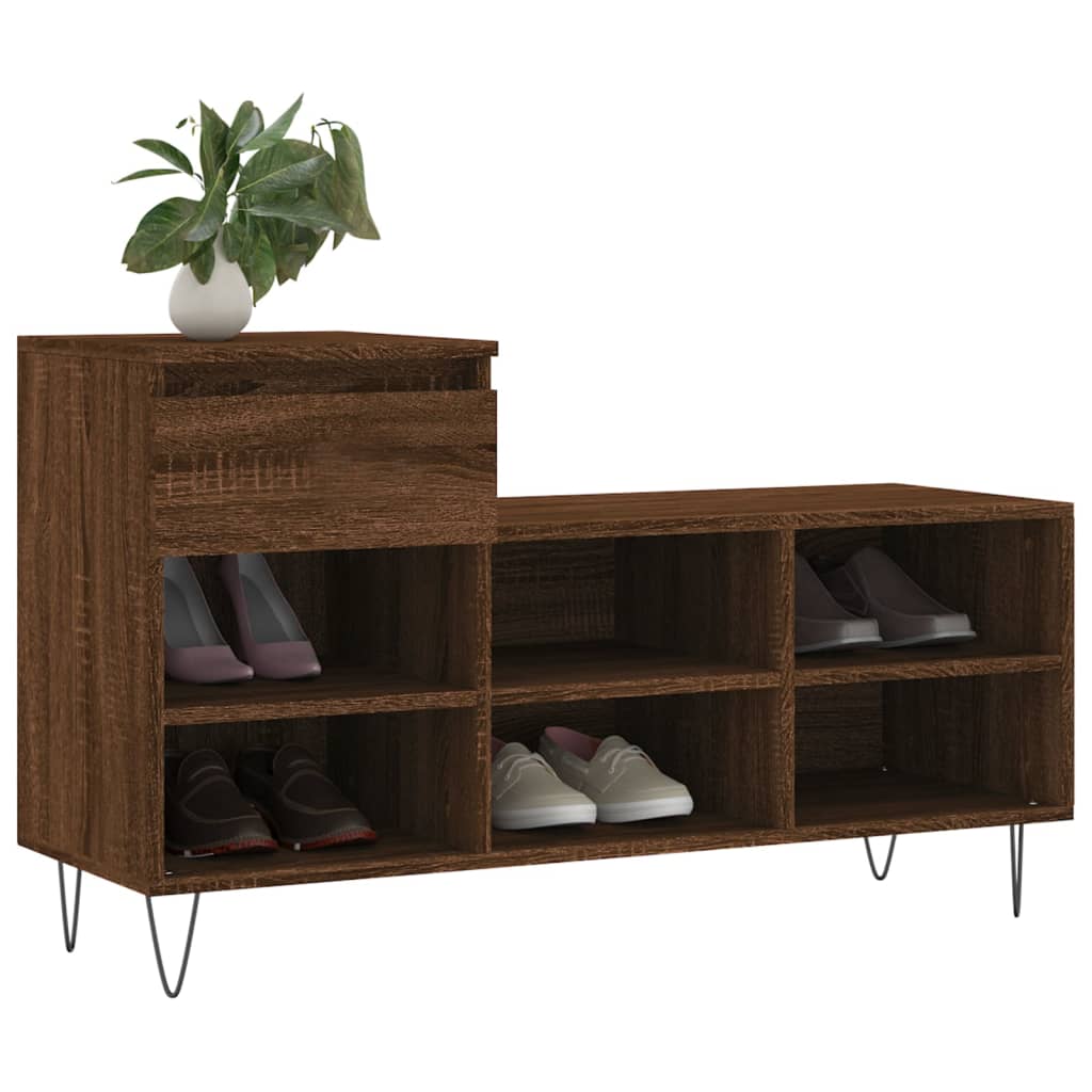 Vidaxl Shoe Cabinet 102x36x60 cm Property Wood Brown Oak Color