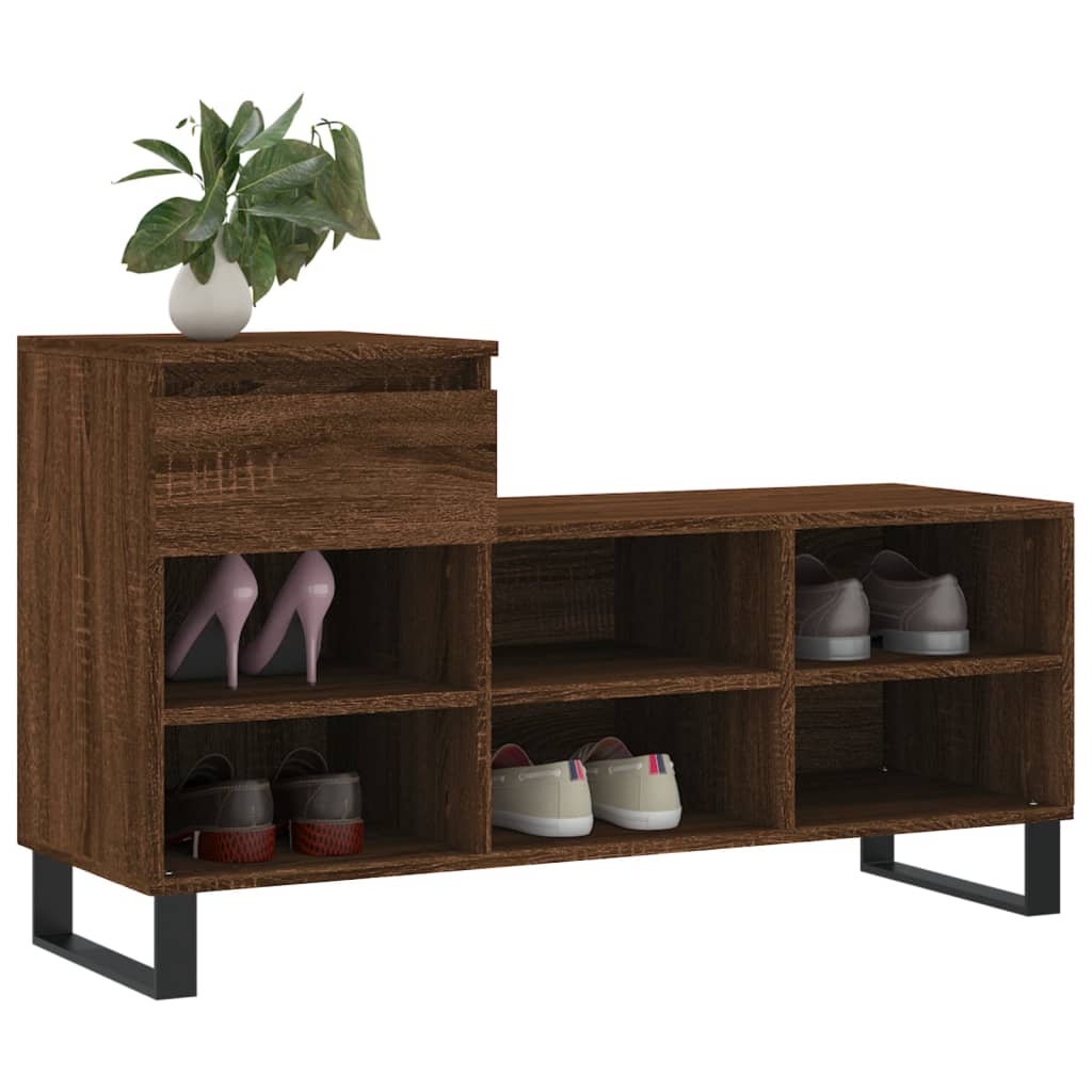 Vidaxl schoenenkast 102x36x60 cm bewerkt hout bruin eikenkleur