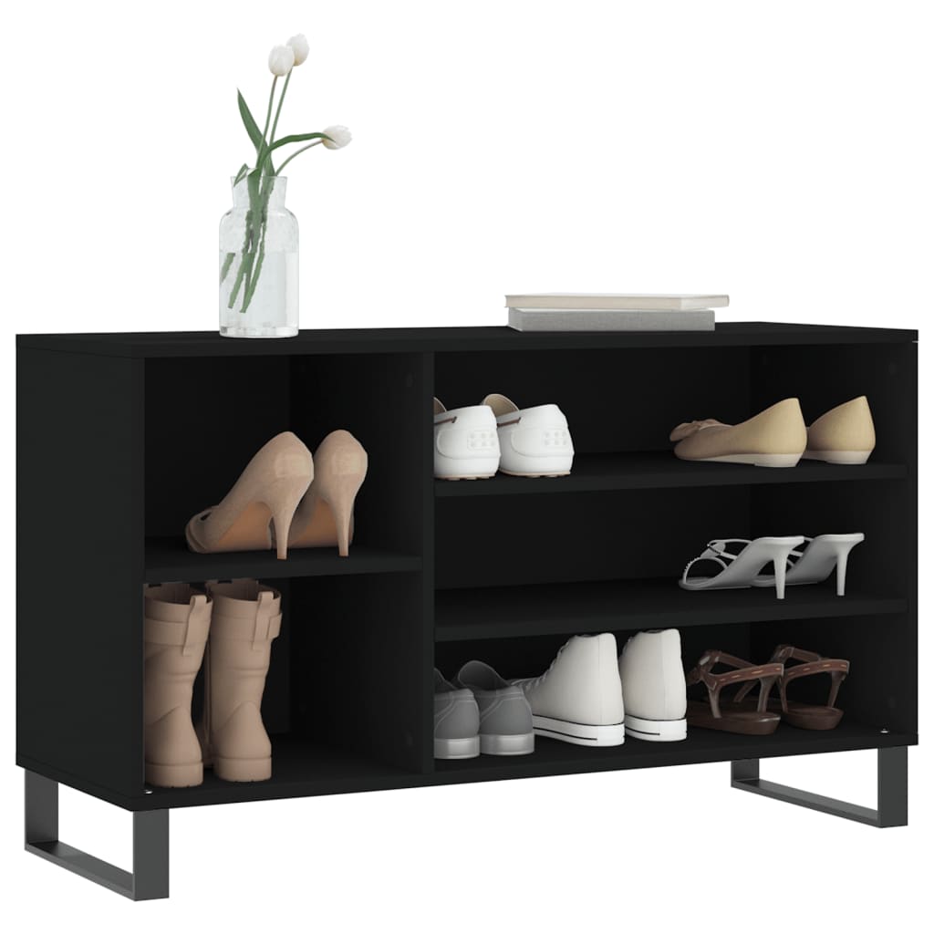 Gabinete de zapatos Vidaxl 102x36x60 cm de madera propiedad de negro